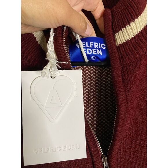 AELFRIC EDEN 24 JACQUARD ZIP UP CARDIGAN SIZE LARGE NWT - Picture 5 of 7